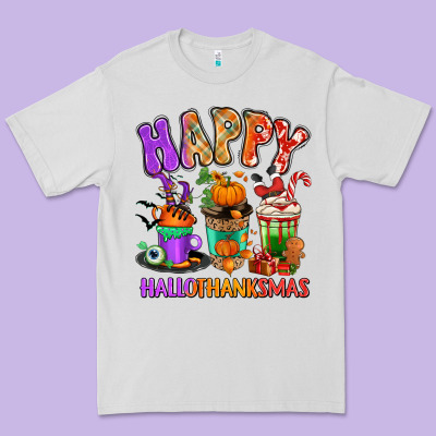 Premium Tee Happy Hallothanksmas coffee cups