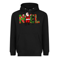 Black Noel Santa Heavyweight Hoodie - NancyCooperArtShop