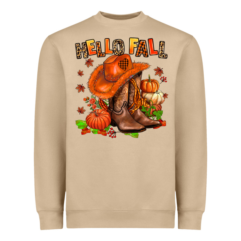 Hello Fall Pumpkins  Cowgirl  And Roses Heavyweight Sweatshirt by AdoDesignShop | Teevron