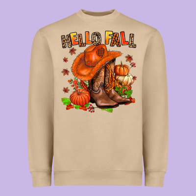 Hello Fall Pumpkins  Cowgirl  And Roses Heavyweight Sweatshirt Designed By Adodesignshop