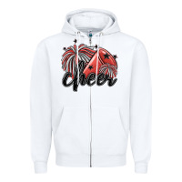 White cheer Zipper Hoodie - MaliasSmallBusiness