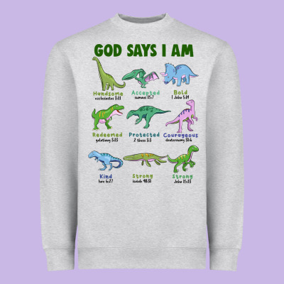 God Says I Am Dinosaurs Heavyweight Sweatshirt Designed By Jahusdesignshop