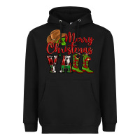 Black Merry Christmas Y'all Cowboy Heavyweight Hoodie - MaliasSmallBusiness