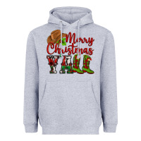 Heather Grey Merry Christmas Y'all Cowboy Heavyweight Hoodie - MaliasSmallBusiness