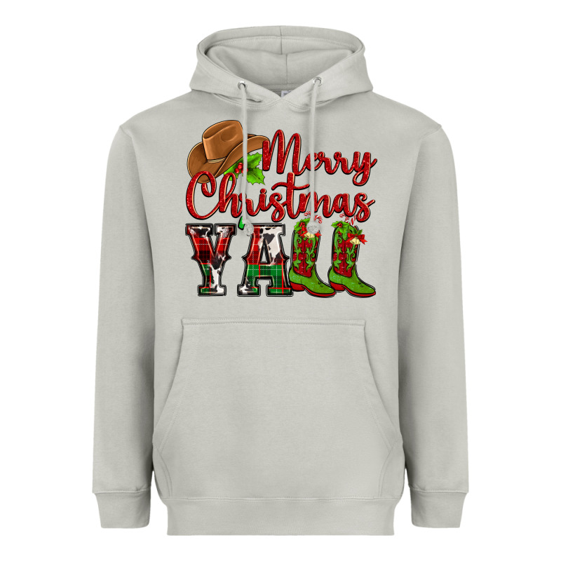 Merry Christmas Y'all Cowboy Heavyweight Hoodie by MaliasSmallBusiness | Teevron