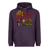 Plum Merry Christmas Y'all Cowboy Heavyweight Hoodie - MaliasSmallBusiness