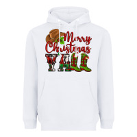 White Merry Christmas Y'all Cowboy Heavyweight Hoodie - MaliasSmallBusiness