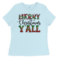 Baby Blue merry christmas y'all Ladies Tee - AdoDesignShop