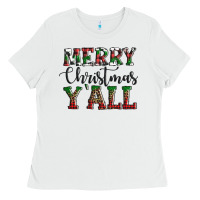 White merry christmas y'all Ladies Tee - AdoDesignShop