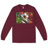 Burgundy mexico flag sunflowers roses and cactus with serape aztec and leopard Long Sleeve Tee - Artiststas