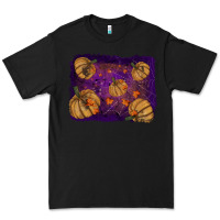 Black Halloween Pumpkin Cobweb Background Premium Tee - RanaPortraitStore