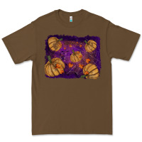 Cacao Halloween Pumpkin Cobweb Background Premium Tee - RanaPortraitStore