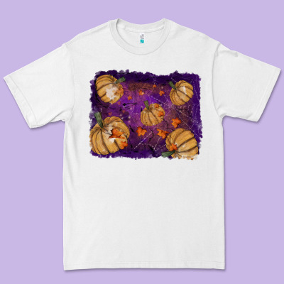 Premium Tee Halloween Pumpkin Cobweb Background