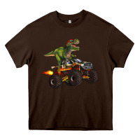 Chocolate Brown monster truck and t rex dinosaur Heavy Core Tee - Artiststas