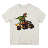 Cream monster truck and t rex dinosaur Heavy Core Tee - Artiststas