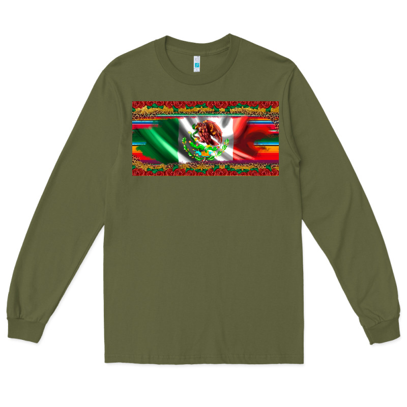 Mexico Flag Serape Roses Leopard And Glitter Licanse Plate Long Sleeve Tee by Artiststas | Teevron