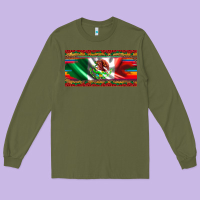 Mexico Flag Serape Roses Leopard And Glitter Licanse Plate Long Sleeve Tee Designed By Artiststas