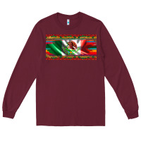 Burgundy mexico flag serape roses leopard and glitter licanse plate Long Sleeve Tee - Artiststas