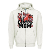 Oatmeal Heather cheer mom Zipper Hoodie - MaliasSmallBusiness