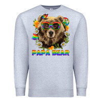 Heather Grey Papa Bear Pride LGBTQ+ Premium Sweatshirt - BundleAndBundleShop