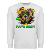 Oatmeal Heather Papa Bear Pride LGBTQ+ Premium Sweatshirt - BundleAndBundleShop