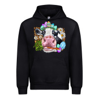 Black Happy Easter Cow with eggs Easter Day Urban Hoodie - HowdyJamesFarm