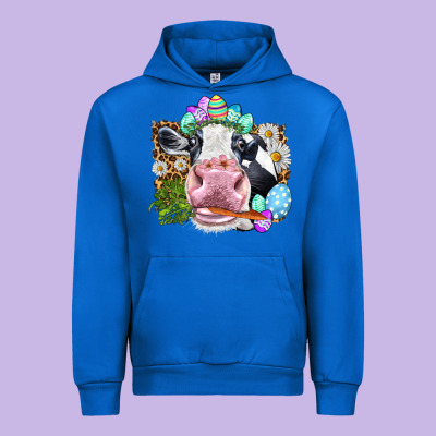 Happy Easter Cow With Eggs Easter Day Urban Hoodie Designed By Howdyjamesfarm