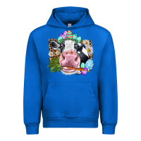 Cobalt Happy Easter Cow with eggs Easter Day Urban Hoodie - HowdyJamesFarm