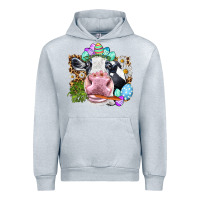 Heather Grey Happy Easter Cow with eggs Easter Day Urban Hoodie - HowdyJamesFarm