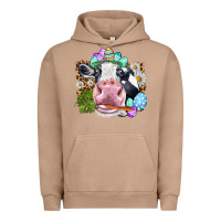 Pigment Burro Happy Easter Cow with eggs Easter Day Urban Hoodie - HowdyJamesFarm