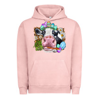 Pigment Salmon Happy Easter Cow with eggs Easter Day Urban Hoodie - HowdyJamesFarm
