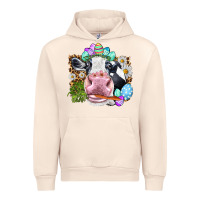 Sandshell Happy Easter Cow with eggs Easter Day Urban Hoodie - HowdyJamesFarm