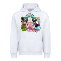 White Happy Easter Cow with eggs Easter Day Urban Hoodie - HowdyJamesFarm