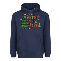 Navy Merry And Bright Heavyweight Hoodie - MaliasSmallBusiness