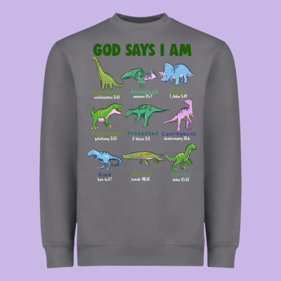 God Says I Am Dinosaurs Heavyweight Sweatshirt Designed By Jahusdesignshop