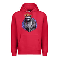 Cardinal Raccoon with Flowers Premium Hoodie - Bettercallsaul