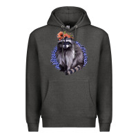 Charcoal Heather Raccoon with Flowers Premium Hoodie - Bettercallsaul