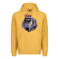Mustard Raccoon with Flowers Premium Hoodie - Bettercallsaul