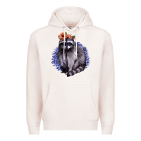 Pale Pink Raccoon with Flowers Premium Hoodie - Bettercallsaul