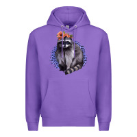 Purple Raccoon with Flowers Premium Hoodie - Bettercallsaul