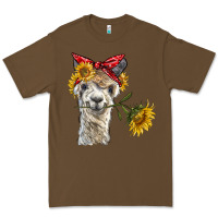 Cacao alpaca with sunflowers and bandana Premium Tee - BarkalooDesign