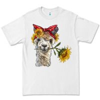 White alpaca with sunflowers and bandana Premium Tee - BarkalooDesign