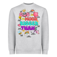 Heather Grey god is bigger design Heavyweight Sweatshirt - JahusDesignShop