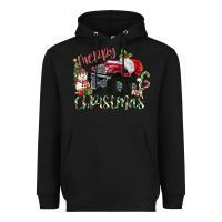 Black Merry Christmas Monster Truck Heavyweight Hoodie - MaliasSmallBusiness