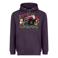 Plum Merry Christmas Monster Truck Heavyweight Hoodie - MaliasSmallBusiness