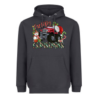Smoke Merry Christmas Monster Truck Heavyweight Hoodie - MaliasSmallBusiness