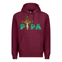 Burgundy Papa Jesus with Cross Premium Hoodie - Bettercallsaul