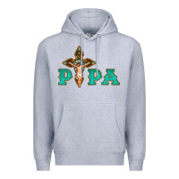 Heather Grey Papa Jesus with Cross Premium Hoodie - Bettercallsaul