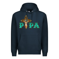 Navy Papa Jesus with Cross Premium Hoodie - Bettercallsaul