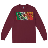 Burgundy mexico flag cowhide leopard sunflower and roses licanse  plate Long Sleeve Tee - Artiststas